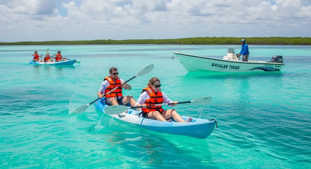 Bacalar water boat couple