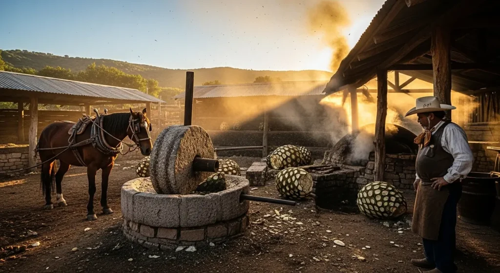 Mezcal preparation in a local area