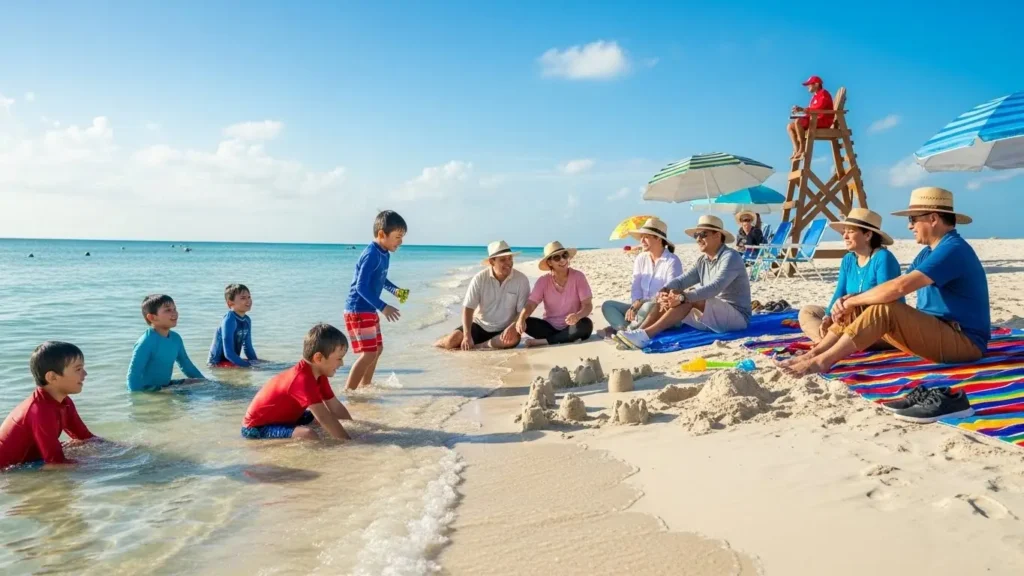 Progreso beach activity with kids