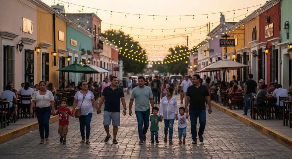 Safe streets in downtown Bacalar Mexico