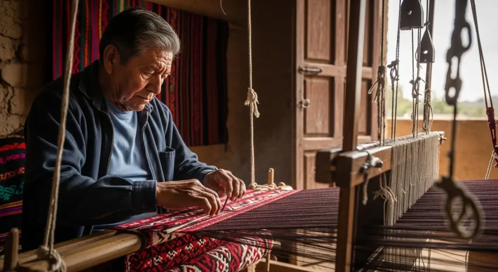 Zapotec weaver at work