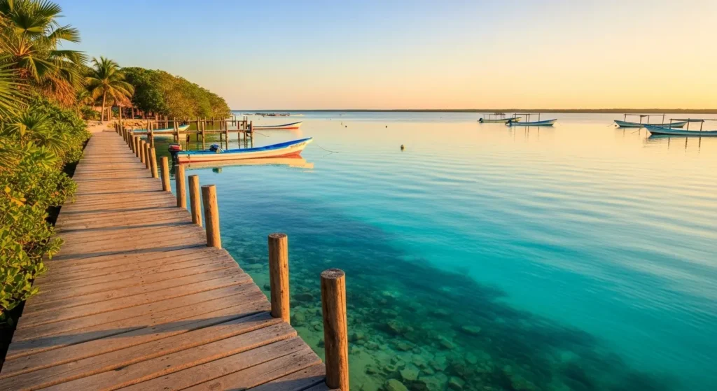 beach club facilities at Bacalar lagoon